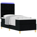 LED Box Spring Bed med hovedgærde Sort 80 x 200 cm Stof - xlshop.dk