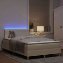 LED Box Spring Bed med LED-lysstrimler Creme 120 x 200 cm Stof - xlshop.dk