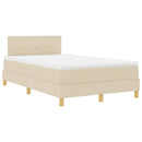 LED Box Spring Bed med LED-lysstrimler Creme 120 x 200 cm Stof - xlshop.dk