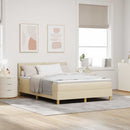 LED Box Spring Bed med LED-lysstrimler Creme 160 x 200 cm Stof - xlshop.dk