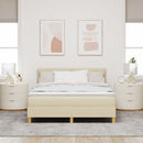LED Box Spring Bed med LED-lysstrimler Creme 160 x 200 cm Stof - xlshop.dk