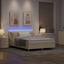 LED Box Spring Bed med LED-lysstrimler Creme 160 x 200 cm Stof - xlshop.dk