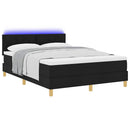 LED Box Spring Bed med LED-lysstrimler Sort 160 x 200 cm Stof - xlshop.dk