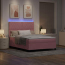 LED Box Spring Bed med madras Lyserød 140 x 190 cm Fløjl - xlshop.dk