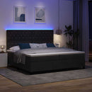 LED Box Spring Bed med madras Sort 200 x 200 cm Fløjl - xlshop.dk