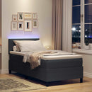 LED Box Spring Bed Mørkegrå og Hvid 100 x 200 cm Velourstof - xlshop.dk