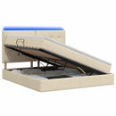 LED opbevarings seng med madras Cremefarvet 160 x 200 cm Stof - xlshop.dk
