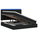 LED opbevarings seng med madras Sort 160 x 200 cm Stof - xlshop.dk