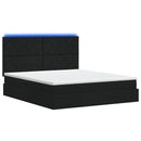 LED opbevarings seng med madras Sort 160 x 200 cm Stof - xlshop.dk