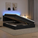 LED opbevarings seng med madras Sort 160 x 200 cm Stof - xlshop.dk