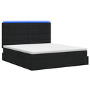 LED opbevarings seng med madras Sort 160 x 200 cm Stof - xlshop.dk