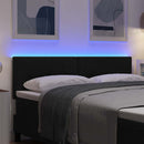 LED sengegavl med LED-lysstrimler Sort 160 cm Stof - xlshop.dk