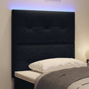 LED sengegavl med LED-lysstrimler Sort 80 cm Stof - xlshop.dk