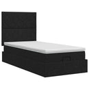 Ottoman seng med madras med hovedgærde Sort 80 x 200 cm Stof - xlshop.dk