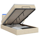 Ottoman seng med madras og LED Cremefarvet 120 x 200 cm Stof - xlshop.dk