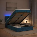 Ottoman seng med madras og LED Mørkeblå 120 x 190 cm Velour - xlshop.dk