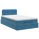 Ottoman seng med madras og LED Mørkeblå 120 x 190 cm Velour - xlshop.dk