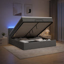 Ottoman seng med madras og LED Mørkegrå 160 x 200 cm Stof - xlshop.dk