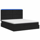 Ottoman seng med madras og LED Sort 160 x 200 cm Stof - xlshop.dk