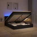 Ottoman seng med madras og LED Sort 160 x 200 cm Stof - xlshop.dk
