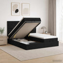 Ottoman seng med madras og LED Sort 160 x 200 cm Stof - xlshop.dk