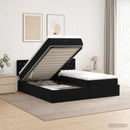 Ottoman seng med madras og LED Sort 200 x 200 cm Velour - xlshop.dk