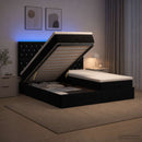 Ottoman seng med madras og LED Sort 200 x 200 cm Velour - xlshop.dk