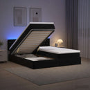 Ottoman seng med madras og LED Sort 200 x 200 cm Velour - xlshop.dk