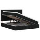 Seng med opbevaring og madras Sort 160 x 200 cm Stof - xlshop.dk