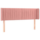 sengegavl med kanter 147x16x78/88 cm fløjl lyserød - xlshop.dk