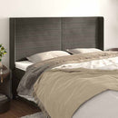 sengegavl med kanter 163x16x118/128 cm fløjl mørkegrå - xlshop.dk