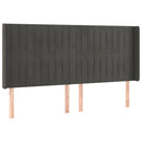 sengegavl med kanter 163x16x118/128 cm fløjl mørkegrå - xlshop.dk