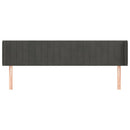 sengegavl med kanter 163x16x78/88 cm fløjl mørkegrå - xlshop.dk