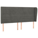 sengegavl med kanter 163x23x118/128 cm fløjl mørkegrå - xlshop.dk