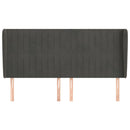 sengegavl med kanter 163x23x118/128 cm fløjl mørkegrå - xlshop.dk