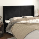 sengegavl med kanter 183x16x118/128 cm fløjl sort - xlshop.dk