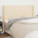 sengegavl med kanter 183x16x118/128 cm stof cremefarvet - xlshop.dk