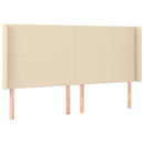 sengegavl med kanter 183x16x118/128 cm stof cremefarvet - xlshop.dk