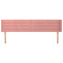 sengegavl med kanter 183x16x78/88 cm fløjl lyserød - xlshop.dk