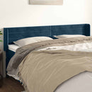 sengegavl med kanter 183x16x78/88 cm fløjl mørkeblå - xlshop.dk