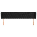 sengegavl med kanter 183x23x78/88 cm fløjl sort - xlshop.dk