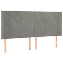sengegavl med kanter 203x16x118/128 cm fløjl lysegrå - xlshop.dk