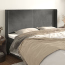 sengegavl med kanter 203x16x118/128 cm fløjl mørkegrå - xlshop.dk