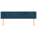 sengegavl med kanter 203x16x78/88 cm fløjl mørkeblå - xlshop.dk