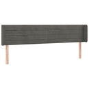 sengegavl med kanter 203x16x78/88 cm fløjl mørkegrå - xlshop.dk