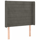 sengegavl med kanter 83x16x118/128 cm fløjl mørkegrå - xlshop.dk