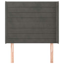 sengegavl med kanter 83x16x118/128 cm fløjl mørkegrå - xlshop.dk