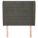 sengegavl med kanter 83x23x118/128 cm fløjl mørkegrå - xlshop.dk