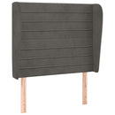 sengegavl med kanter 83x23x118/128 cm fløjl mørkegrå - xlshop.dk
