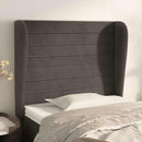sengegavl med kanter 83x23x118/128 cm fløjl mørkegrå - xlshop.dk